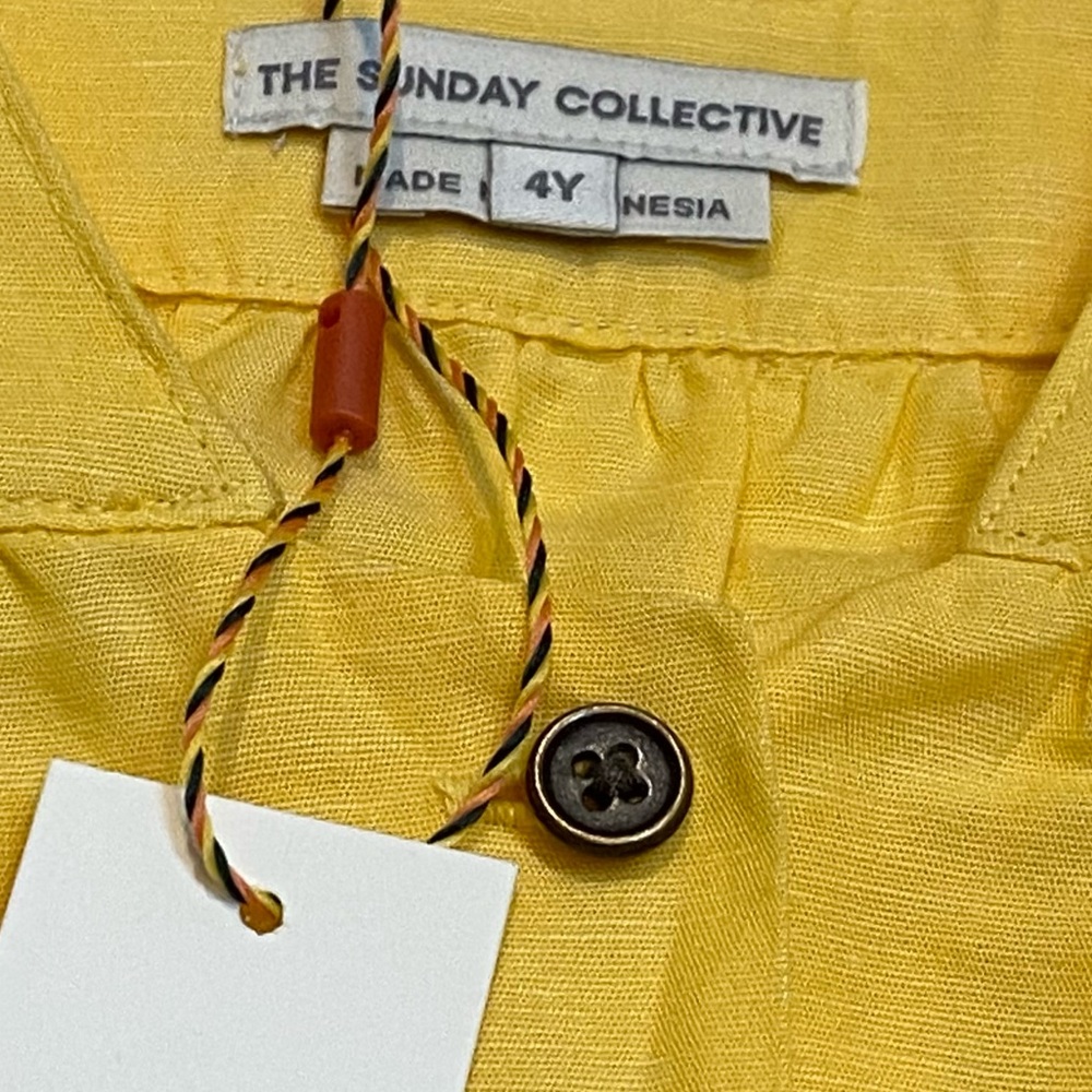 The Sunday Collective Organic Cotton Linen Trench Dress - Daffodil Yellow New 4Y - Picture 7 of 7
